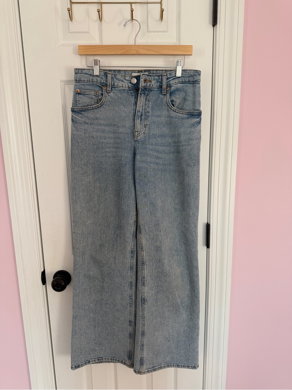 H&M light wash high rise wide leg